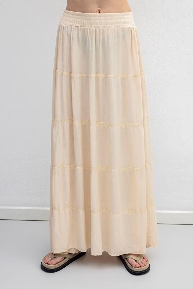 Katlı Maksi Etek - 5