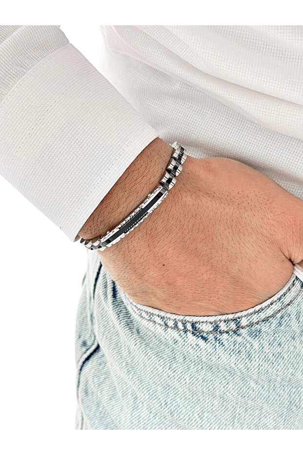 Black and Silver Steel Men's Bracelet Frj10162A-J 2 Year Warranty Gift Boxed