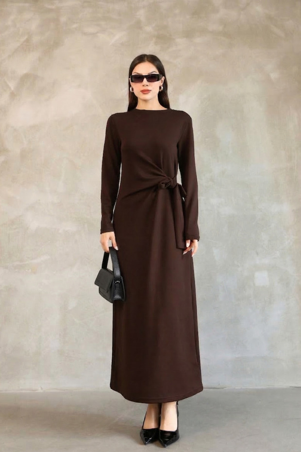 Belden Kuşağli Modal Long Dress