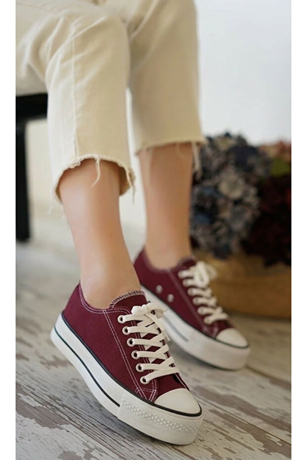 Burgundy Platform Unisex Casual Shoes-036