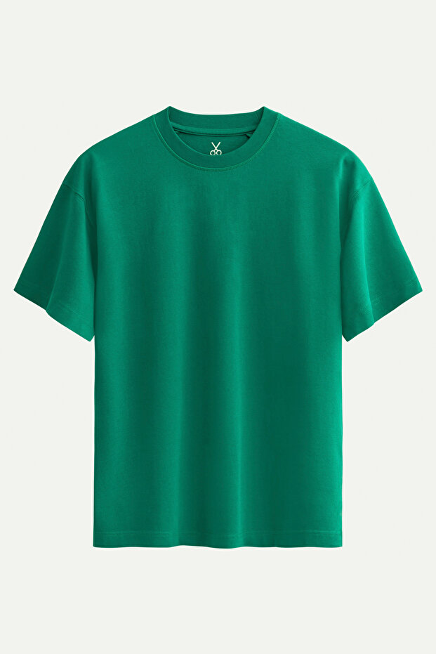 Erkek Oversize Basic T-Shirt - Urban - Forest Shade - 1