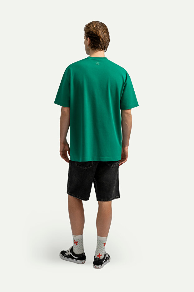 Erkek Oversize Basic T-Shirt - Urban - Forest Shade - 5