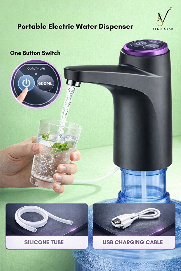 Viewstar Rechargeable Mini Water Dispenser Pump for 2–5 Gallon Bottles | USB Charging Portable Pump