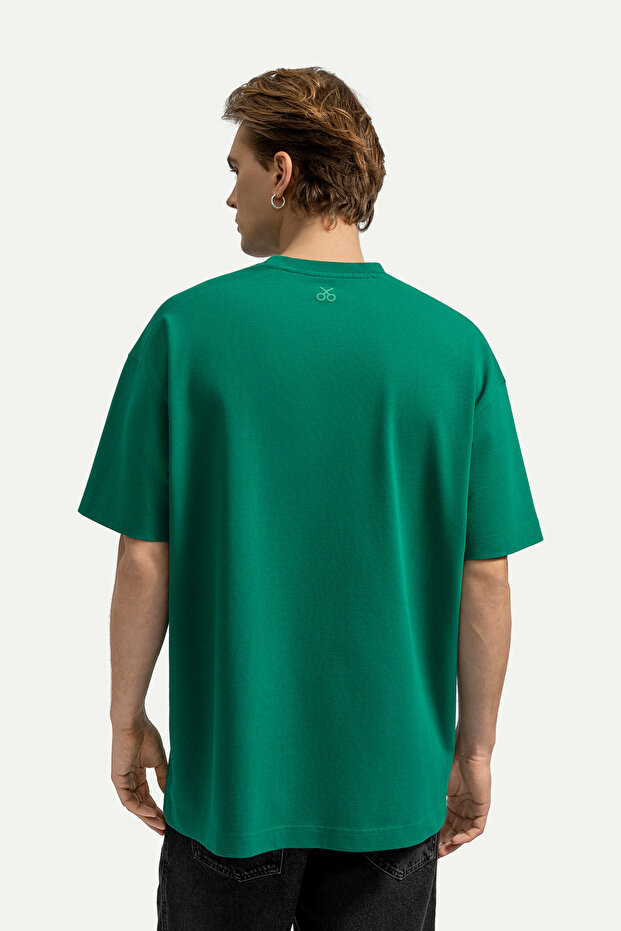 Erkek Oversize Basic T-Shirt - Urban - Forest Shade - 3