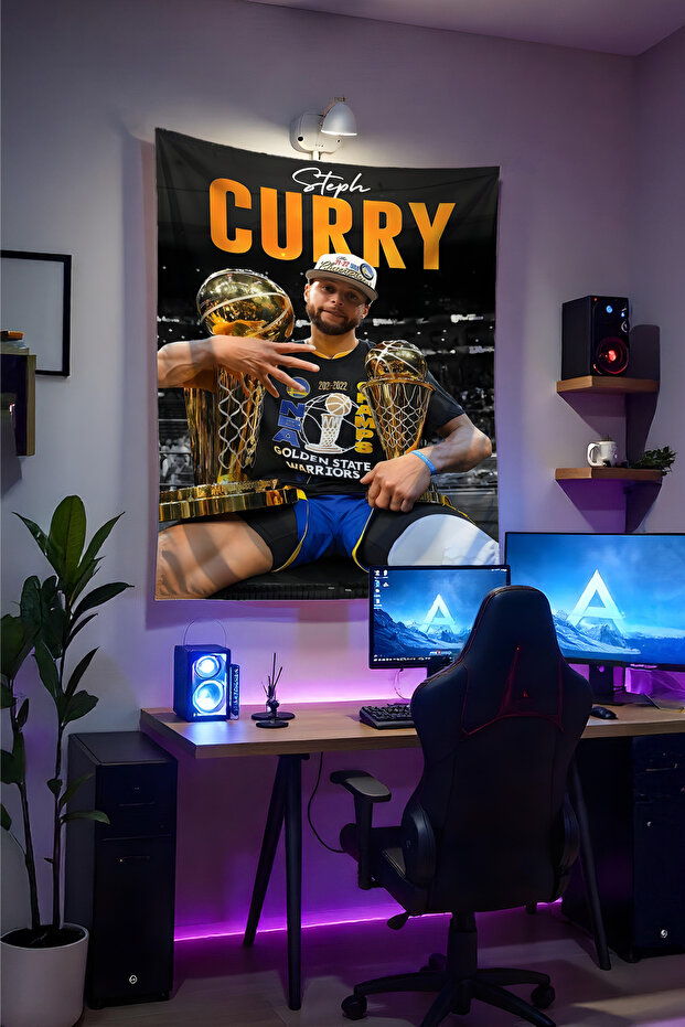 Stephen Curry Golden State Wall Tapestry– High-Quality Fabric, Gamer Room Decor Tapestry Wall Rug Si