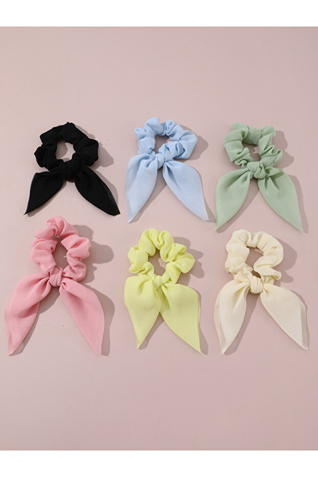 Pack of 6 - Pastel Hair Ties with Ribbon