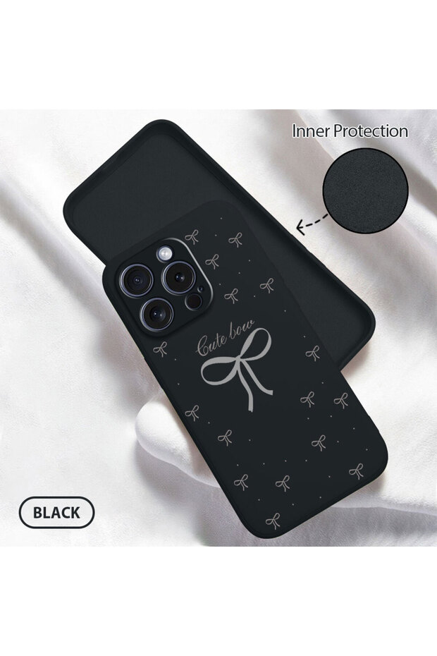iPhone 15 Pro Compatible Plain Striped Fiyonk Patterned Liquid Silicone Case, Soft, Stylish and Convenient
