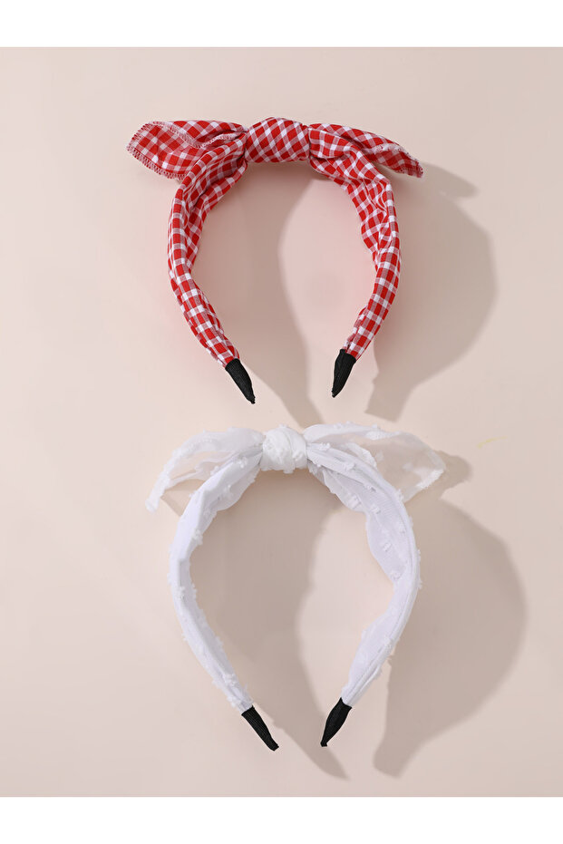 Pack of 2 - Checked Print Lace Headband