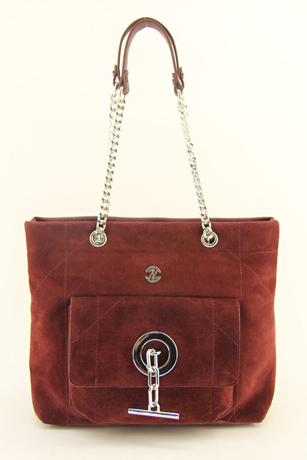 Women's Genuine Suede Chain with Accessories Bag