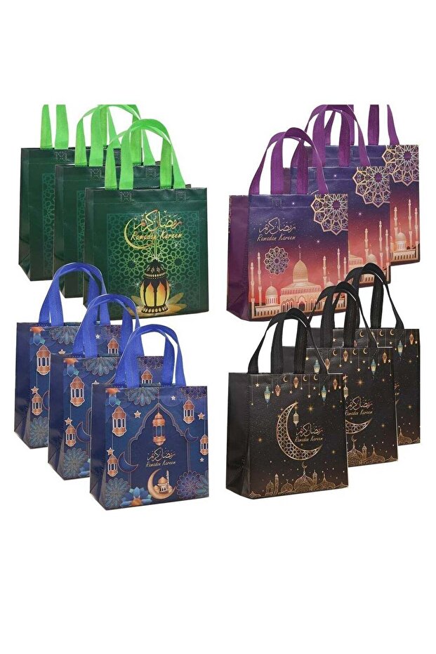 12 Pack Ramadan Gift Bags 23x22 cm Eid Treat Bag with Handles