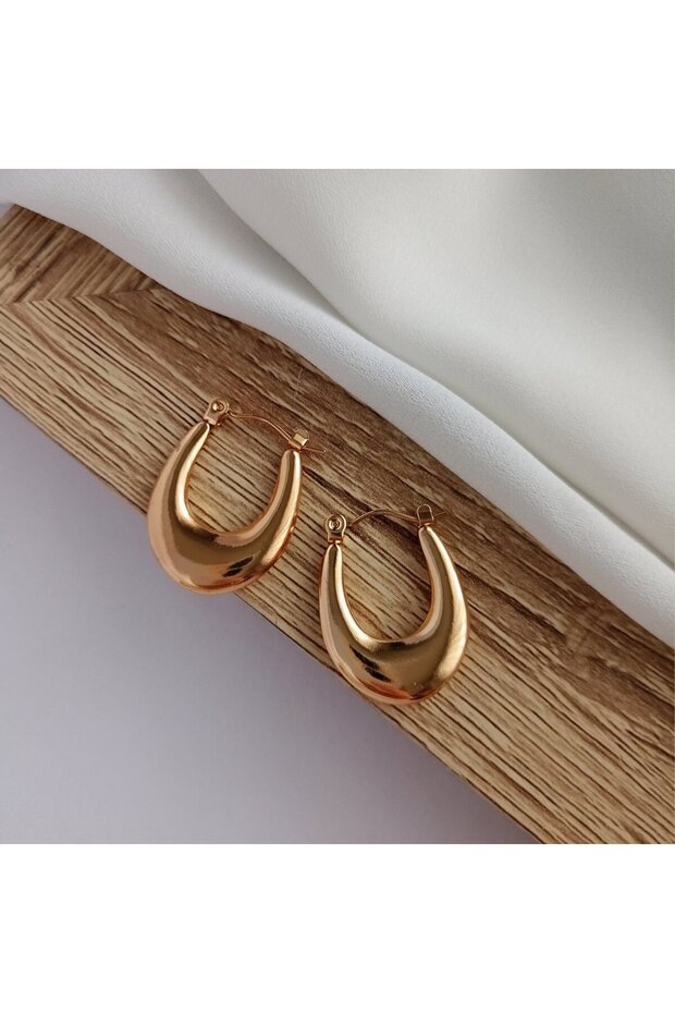 Gold Color Steel Bold Drop Earrings - Water-Resistant Modern Design