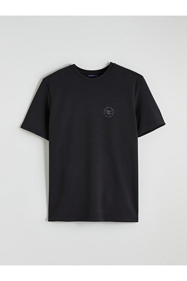 Black Crew Neck Printed Men's T-Shirt