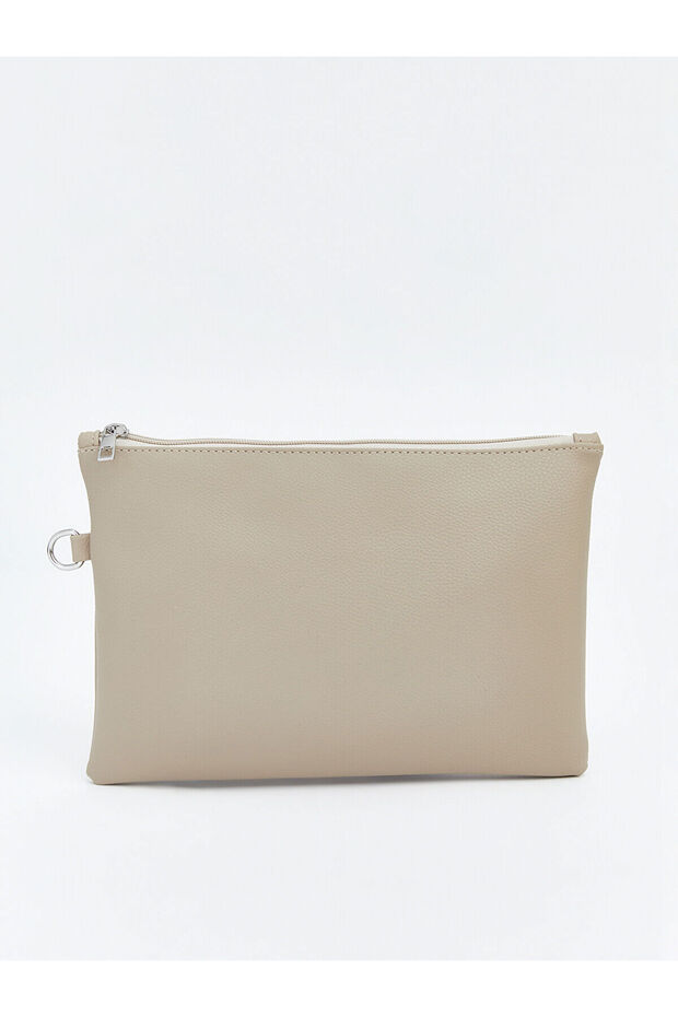 Beige Leather Look Women's Handbag (S6)