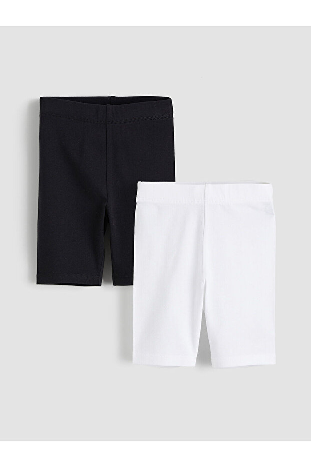 Nevavm Girls' Short Tights with Elastic Waistband, Pack of 2