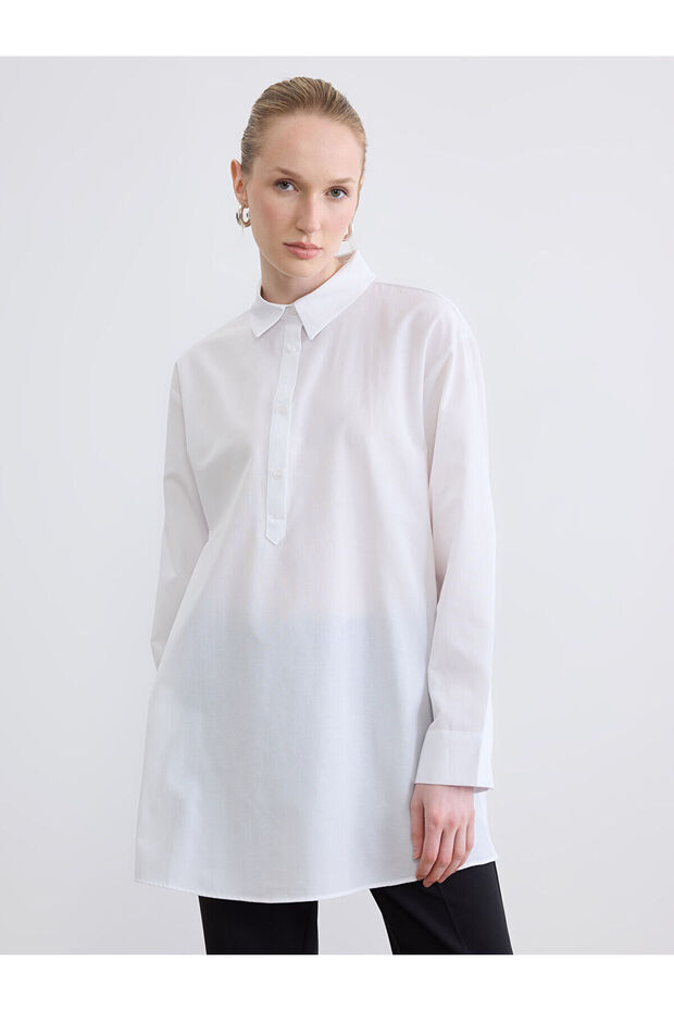 Nevavm Shirt Collar Poplin Women's Tunic with a Difference