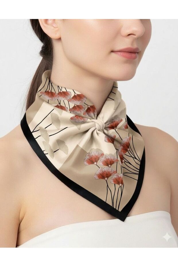 Choose Your Style Black Ginkgo Scarf / Bandana / Accessory 48X48 cm