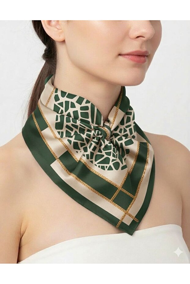 Choose Your Style Green Mosaic Chain Scarf / Bandana / Accessory 48X48 cm