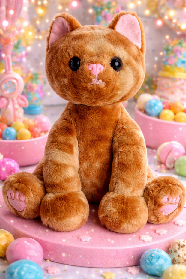 Plush Cats That Make Sound and Meow, 35 cm – Brown Large Size Plush Cat Toy – Children's Sleeping Companion