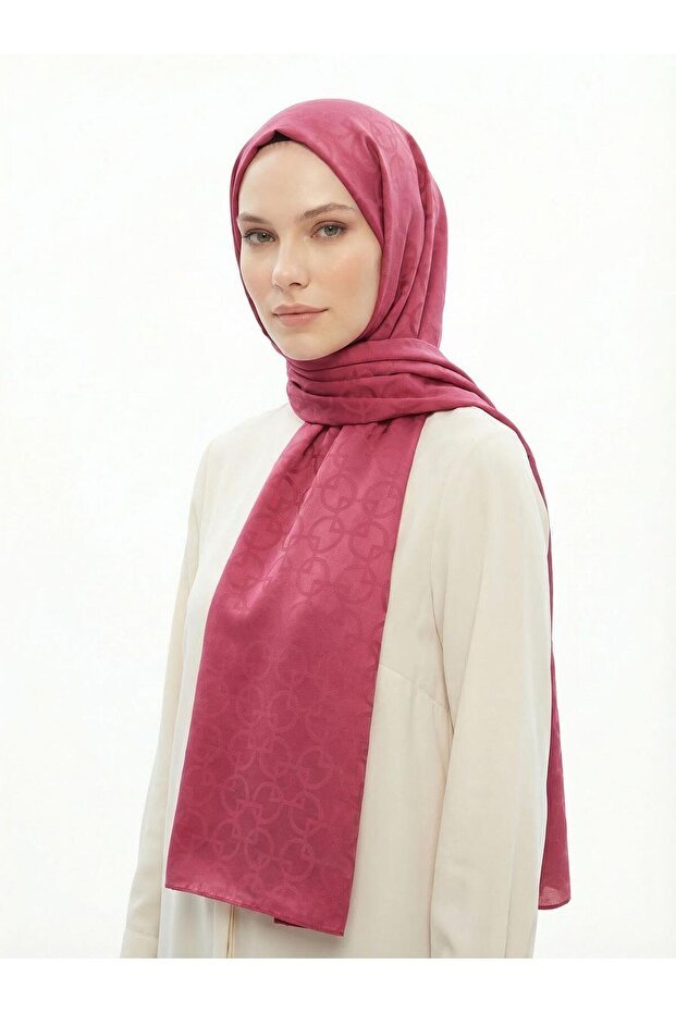 Burgundy Ring Pattern Jacquard Shawl 5685 - 2