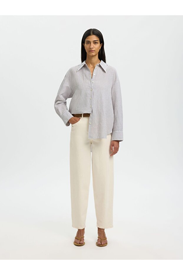 Bluse aus Leinengemisch Oversized - 4