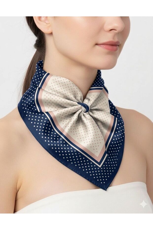 اختر تصميمك: وشاح/باندانا/إكسسوار مخطط باللون الأزرق مكون من منقّط قطع مقاس 48x48 سم