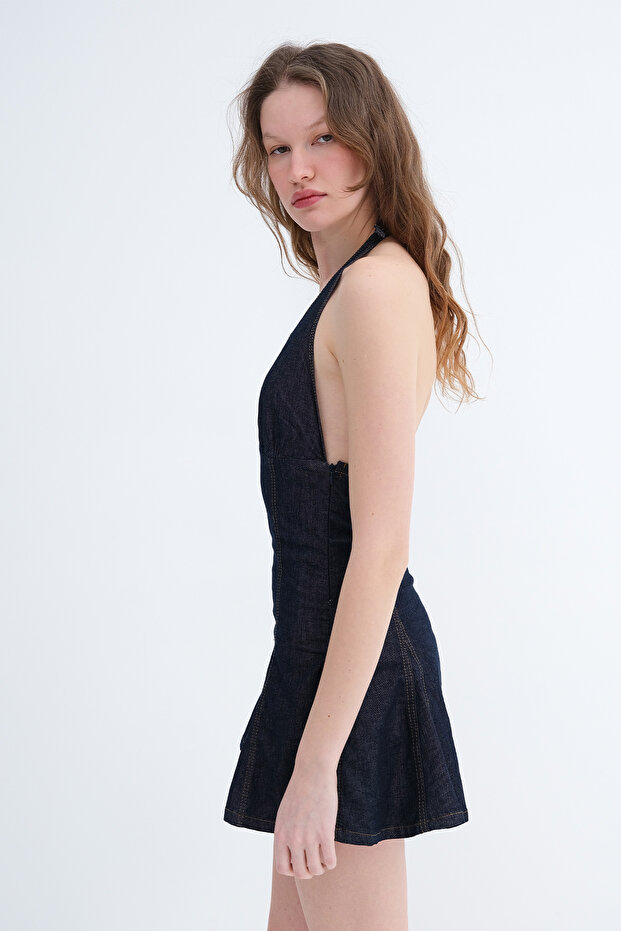 Denim Mini Elbise E17563 - 4