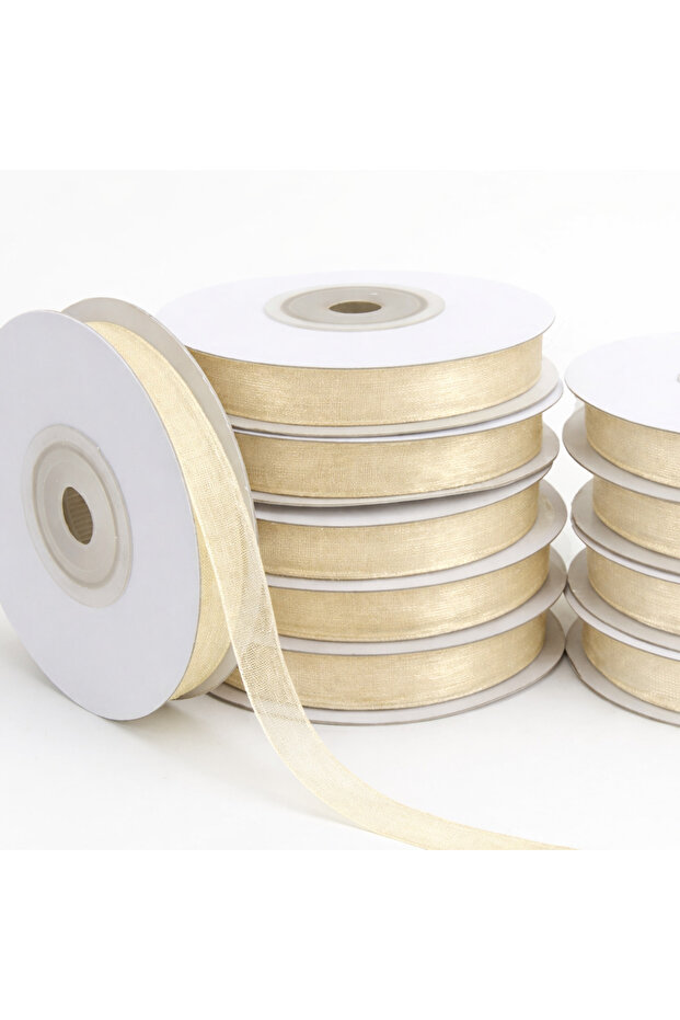 Organza Tulle Ribbon Cream 2 cm 22 Mt, Bride, Bundle, Engagement, Dowry, Gift, Packaging, Decoration, Wedding