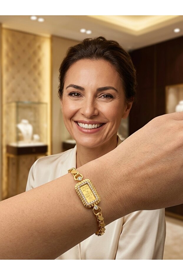 24 Ayar Gram Altınlı Külçe Pullu Bileklik - 4