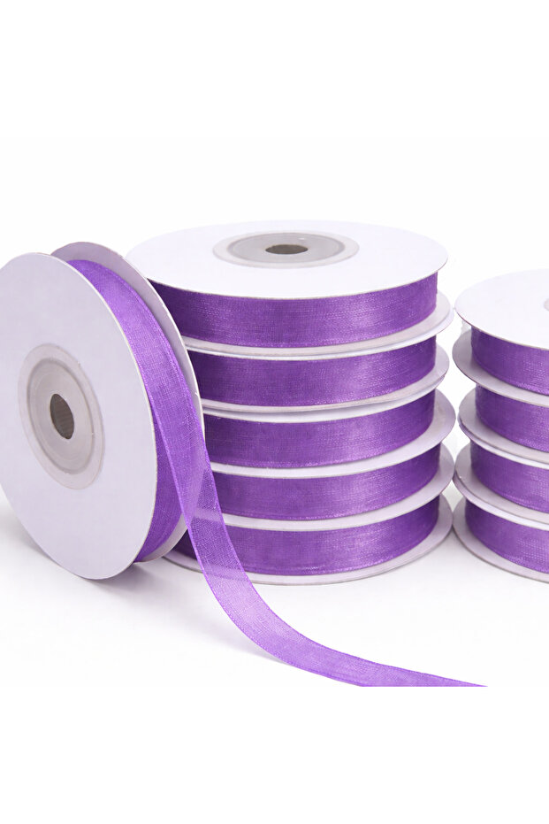 Organza Tulle Ribbon Purple 1cm 22Mt, Bride, Bundle, Engagement, Dowry, Gift, Packaging, Decoration, Wedding