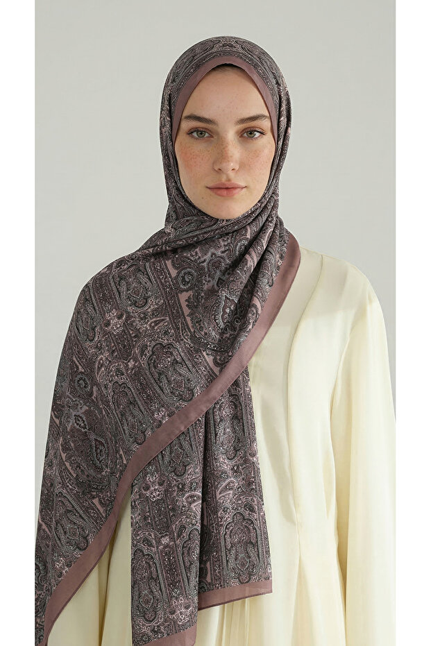 Ethnic Pattern Cotton Shawl - Gray / Powder