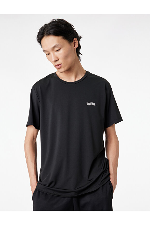 Comfortable Fit Short Sleeve Crew Neck Back Printed Sports T-Shirt