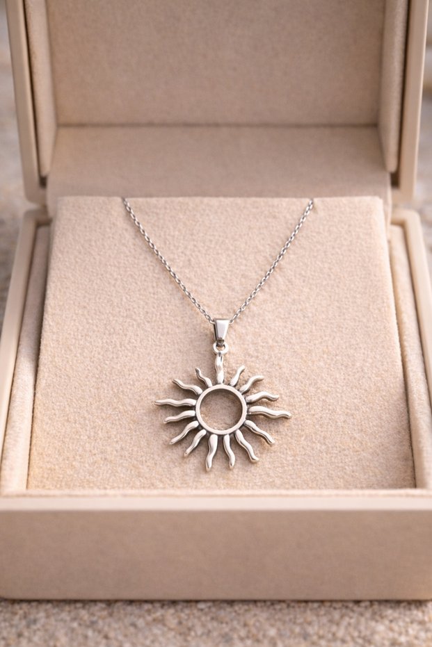 Güneş Silver Steel Chain Necklace