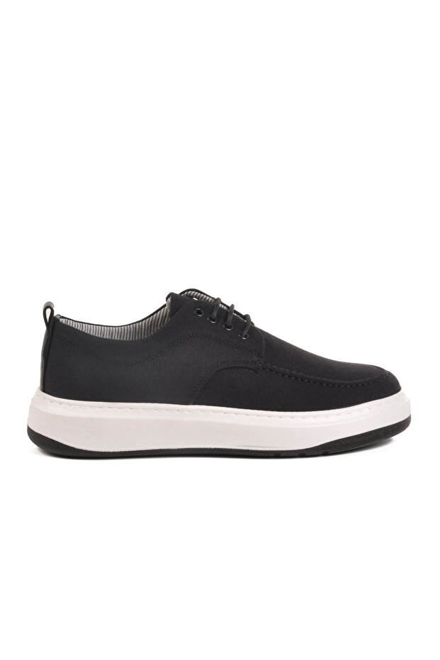 Black White Linen Men's Casual Shoes