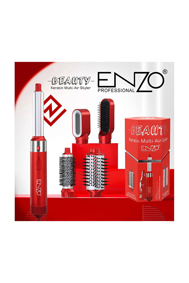 ENZO 6227 Keratin 6-in-1 Multi Air Styler Hair Dryer Brush Set with Curling & Volumizing Attachments