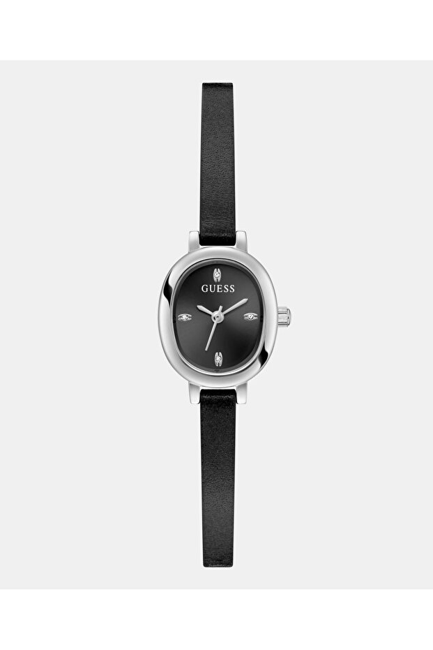 Ladies Black Silver Tone Analog Watch