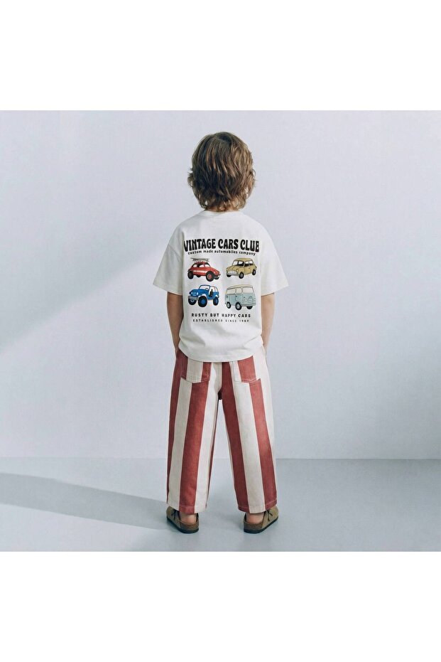 Araba Patterned Boy's Top and Bottom Set - 3