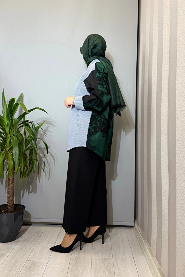 Patchwork Gömlek Yeşil 3610G4311 - 2