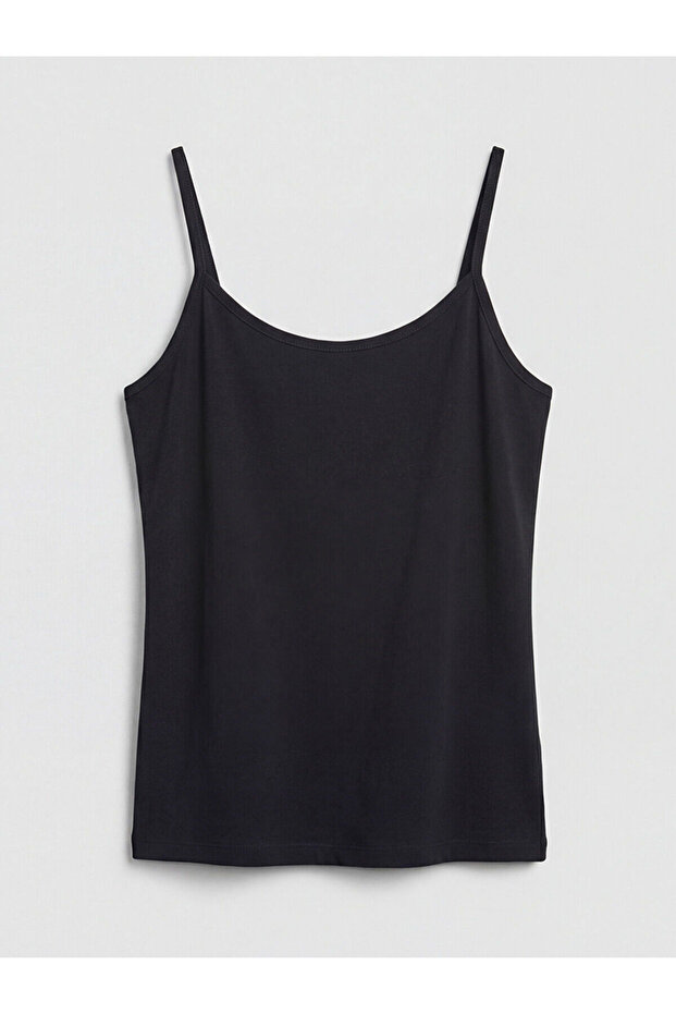 Black U-Neck Women's Tank Top with String Straps from Güli̇s Gi̇yi̇m
