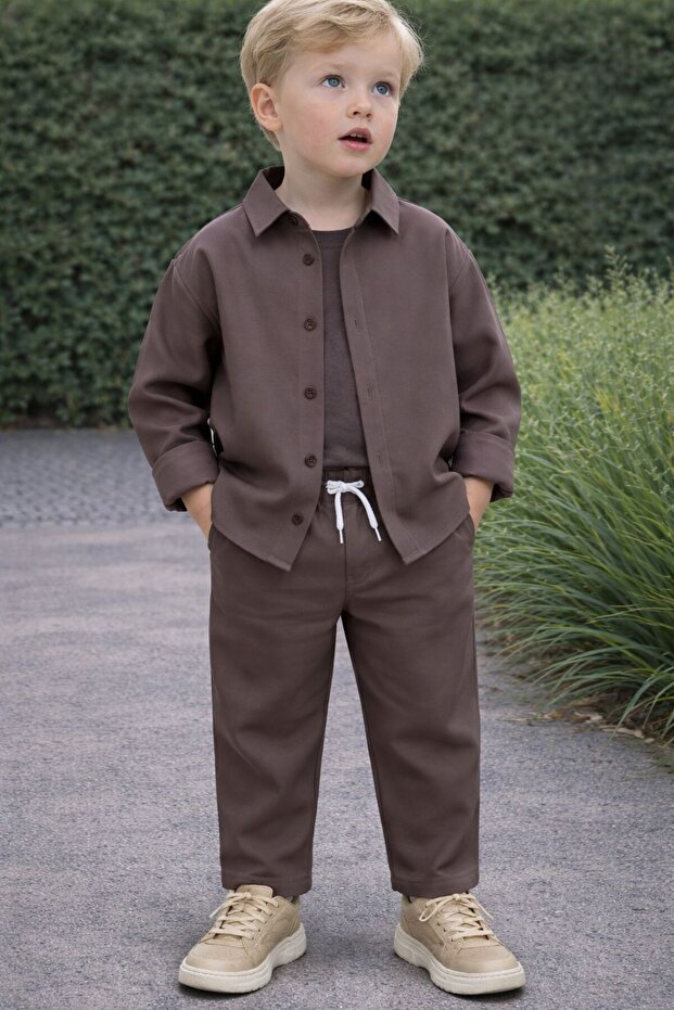 Boy's Woven Fabric 100% Cotton Bottom and Top 2-Piece Set (Comfortable Fit)