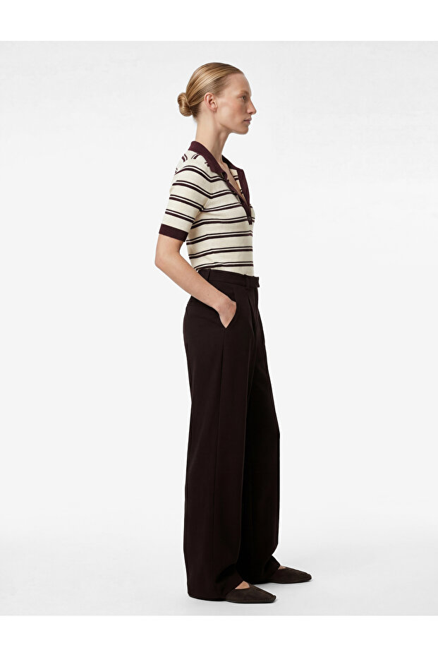 Crepe Palazzo High Waist Fabric Trousers
