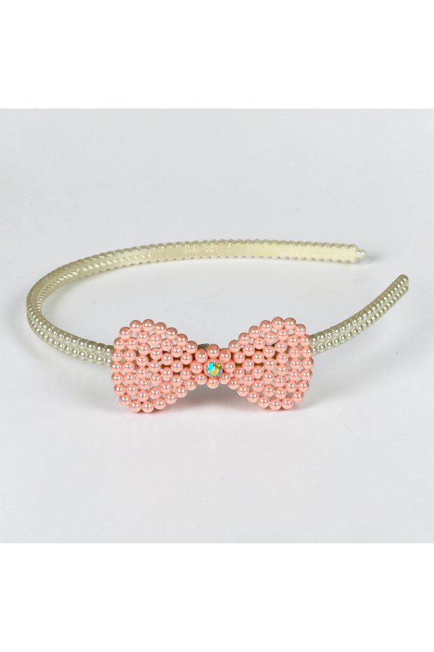 Girl's Bowknot Plastic Pearl Crown | Colorful Beaded Hair Band | Pomegranate Flower