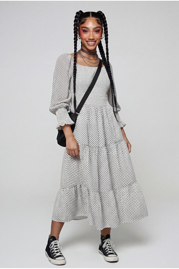 Printed Dress White