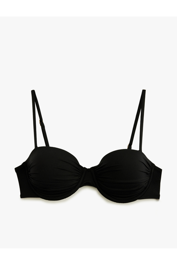Removable Strap Support Underwire Strapless Bikini Top - 3