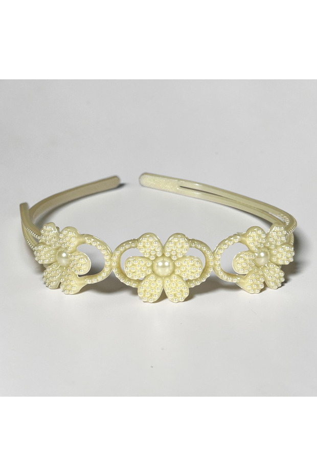 Pearl Beaded Flower Design Hair Crown – Girls' Hair Accessory