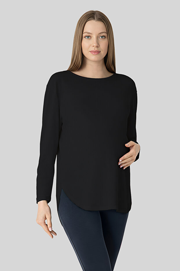 Soft-Textured TENCEL™ ™ Long Sleeve Maternity T-Shirt