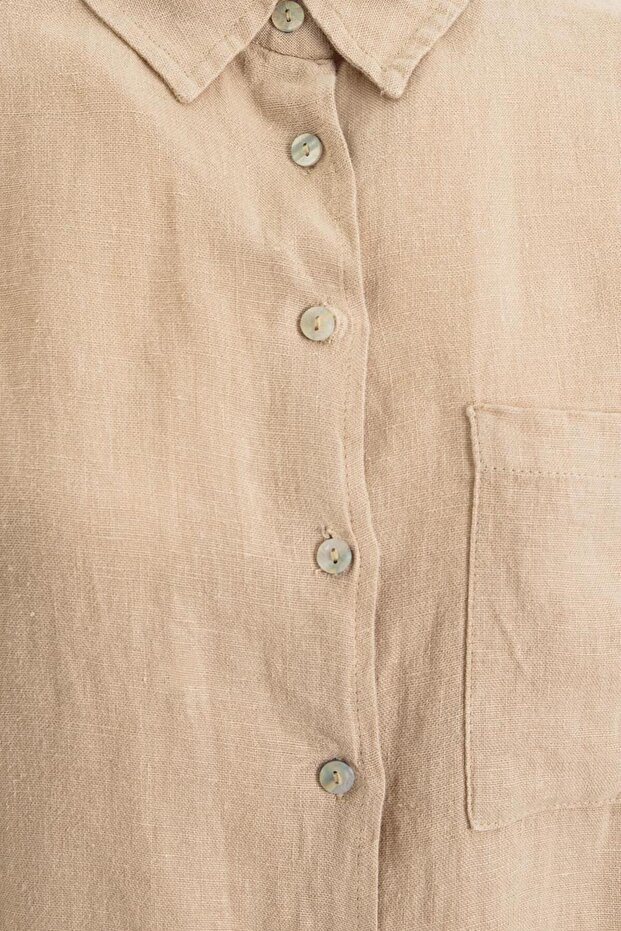 %100 Keten Oversize Gömlek - 3