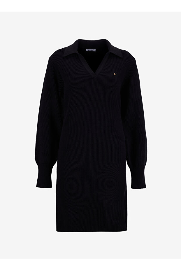 Triko Elbise, S, Siyah - 7