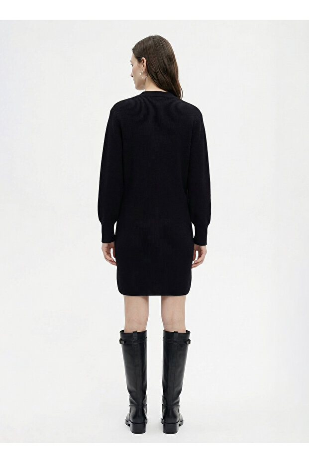 Triko Elbise, S, Siyah - 6