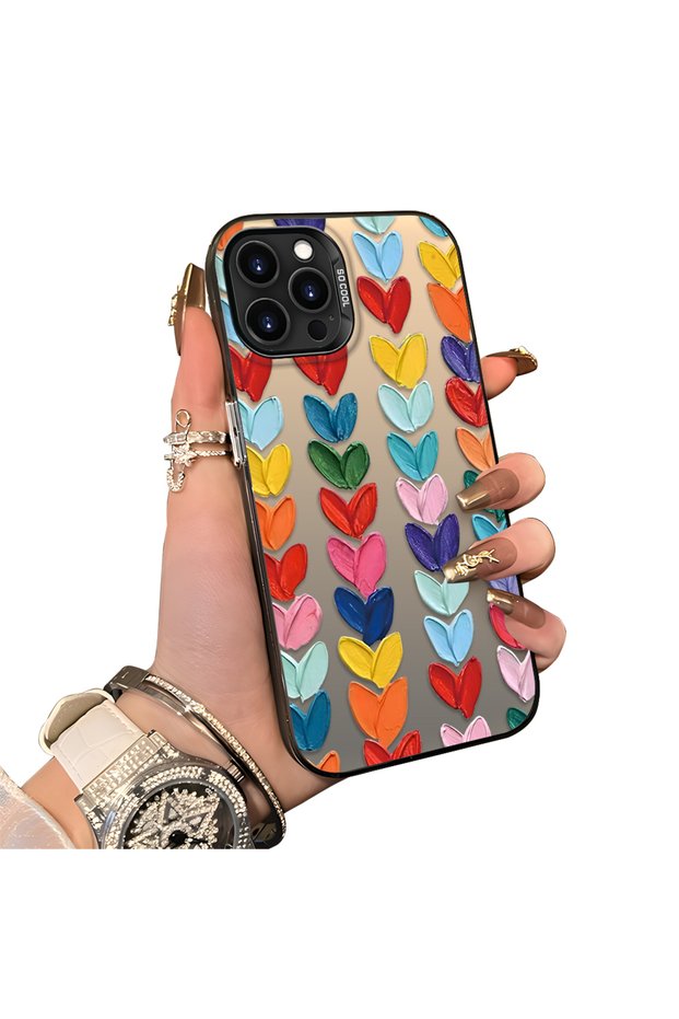 iPhone 13 Pro Compatible Hard Acrylic Back Silicone Edge Lens Protection Case