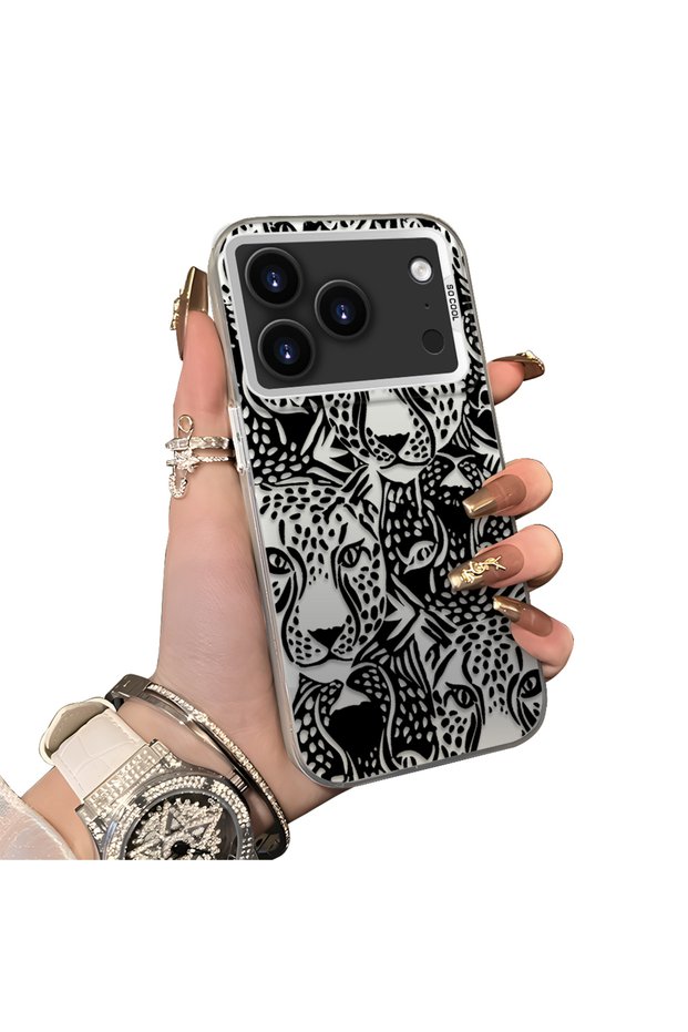 iPhone 17 Pro Compatible Hard Acrylic Back Silicone Edge Lens Protection Case